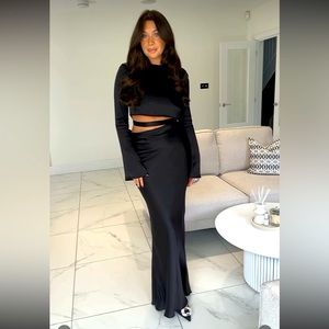 ZARA SLIT SATIN EFFECT DRESS